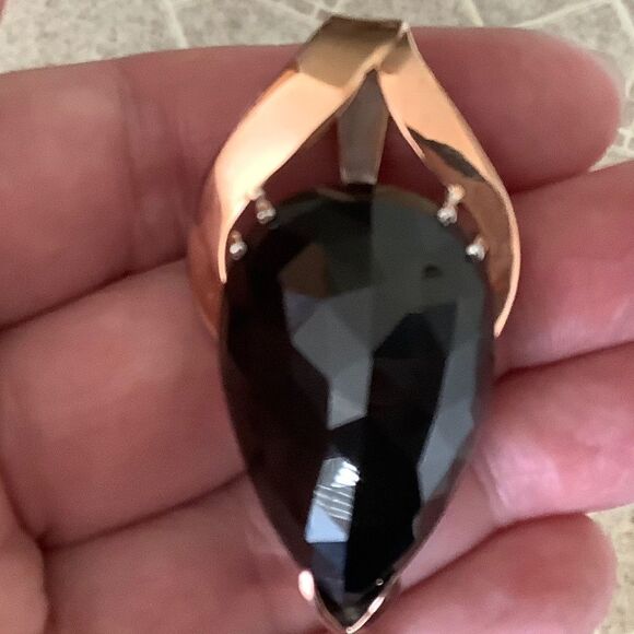 NWOT STERLING Silver 925 Gold Plated Black Onyx Rare Handmade Lrg Pendant​​ - Picture 1 of 9